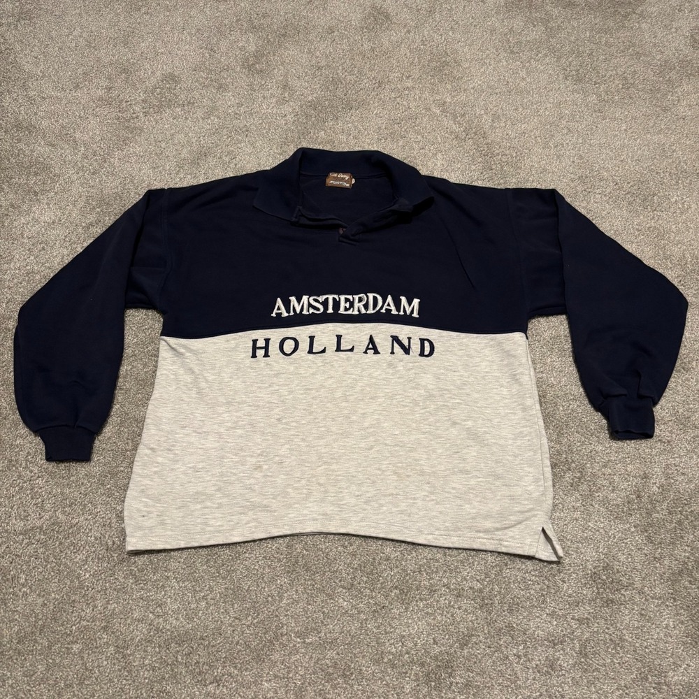 Vintage Amsterdam Holland sweatshirt Old Money Blue and Grey